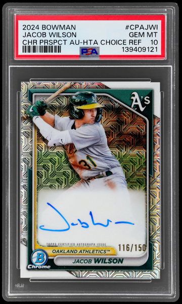 2024 Bowman Chrome Jacob Wilson Prospect Autograph Choice Refractor PSA 10