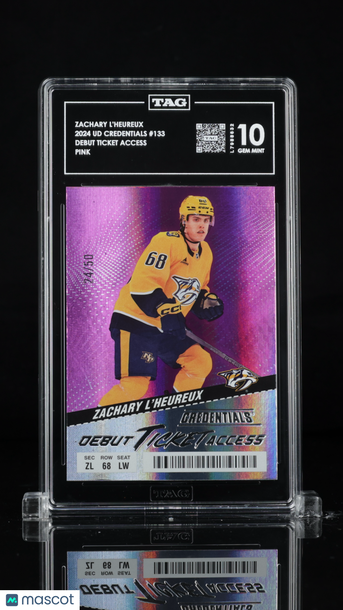 2024 Upper Deck Credentials Zachary L'Heureux #133 Pink TAG 10