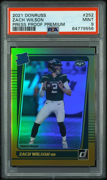 💎🧨 2021 Donruss ZACH WILSON Press Proof Premium Gold Holo PSA 9 RC  🏈🦁