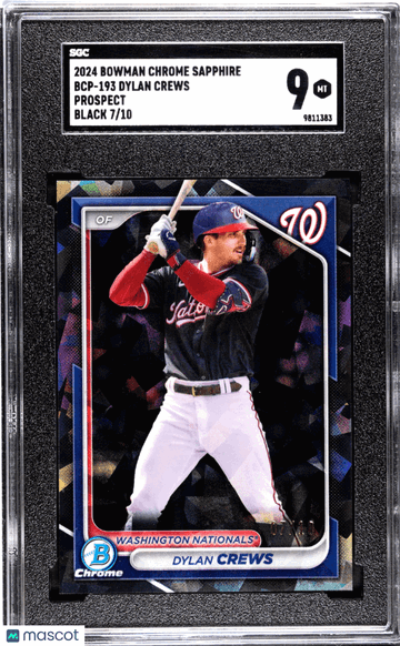 2024 Bowman Chrome Sapphire Dylan Crews #BCP-193 Prospect Black SGC 9
