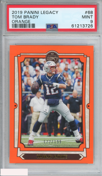 2019 PANINI LEGACY TOM BRADY #68 ORANGE 122 OF 199 PATRIOTS PSA 9 MINT