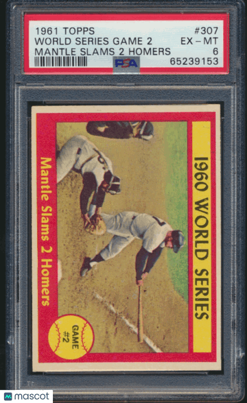 1961 Topps World Series Game 2 #307 Mantle Slams 2 Homers PSA 6