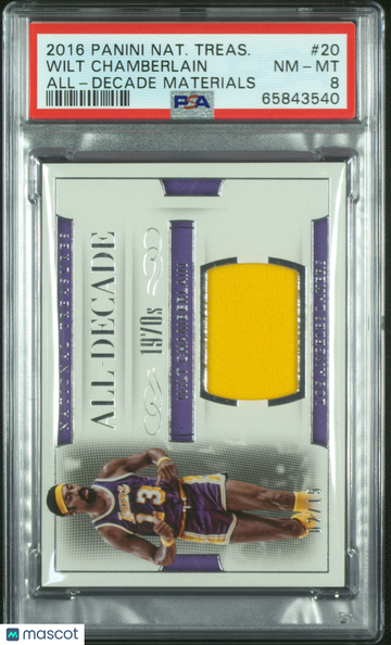 2016 Panini National Treasures All-Decade Materials Wilt Chamberlain #20 Relic /15 PSA 8