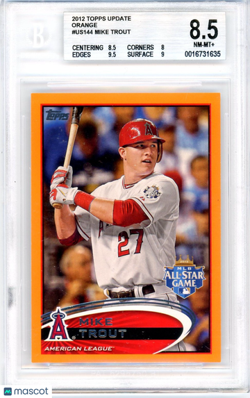 2012 Topps Update Orange Mike Trout #US144 BGS 8.5