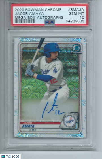 2020 Bowman Chrome Mega Box Autographs Jacob Amaya #BMAJA PSA 10