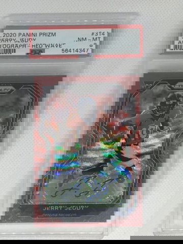 2020 Panini Prizm Jerry Jeudy Red Wave Rookie RC Auto PSA 8 Broncos out of 149
