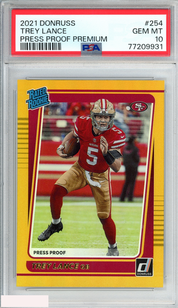 2021 PANINI DONRUSS TREY LANCE #254 PRESS PROOF PREMIUM ROOKIE RC PSA 10 GEM MT