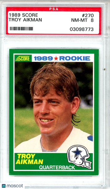 1989 Score Troy Aikman #270 Rookie PSA 8