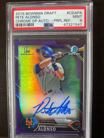 2016 Bowman Chrome Purple Refractor Pete Alonso RC Rookie AUTO /250 PSA 9