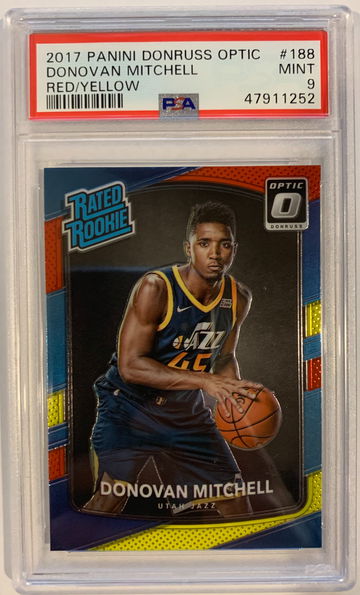 2017 Donruss Optic Donovan Mitchell Rookie #188 Red/Yellow PSA 9