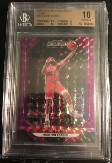 James Harden 2018 prizm mosaic purple /50 bgs 10 jersey number 13/50