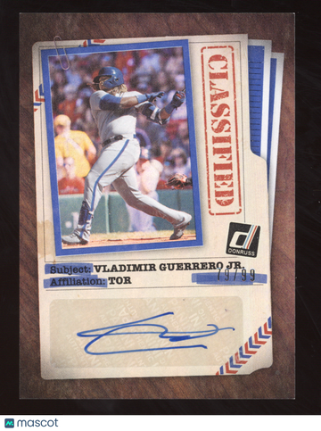 2020 Donruss Classified Vladimir Guerrero Jr. #CLS-VG /99