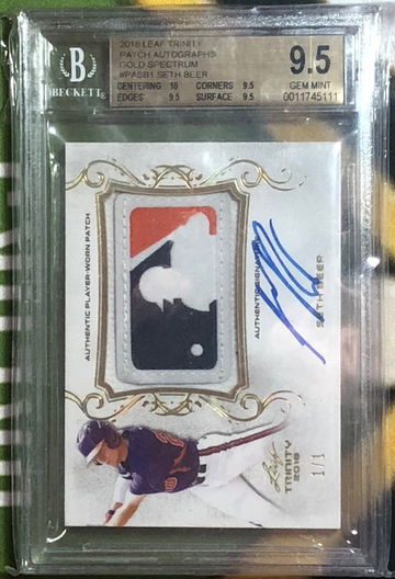 2018 Leaf Trinity Patch Autograph Gold Spectrum Seth Beer BGS 9.5 True Gem