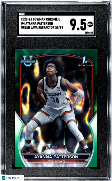 2022-23 Bowman University Chrome Ayanna Patterson #4 Green Lava Ref. SGC 9.5