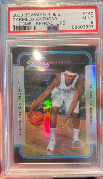 2003 bowman r & s Carmelo Anthony chrome - refractors 259/300 PSA 9
