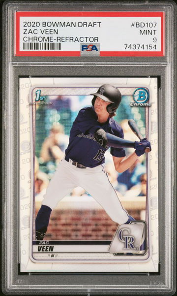 2020 Bowman Draft Zac Veen #BD107 CHROME-REFRACTOR PSA 9