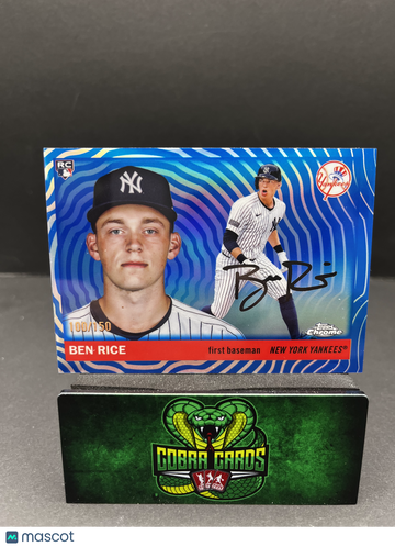 2025 Topps Chrome Platinum Baseball Ben Rice #311 Blue Vibrations Refractor /150 RC