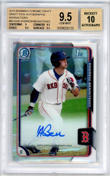 2015 Bowman Draft Chrome Pick Refractor Andrew Benintendi BGS 9.5 Auto 10