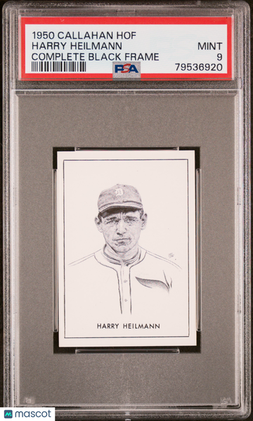 1950 Callahan Hall Of Fame Harry Heilmann Complete Black Frame PSA 9