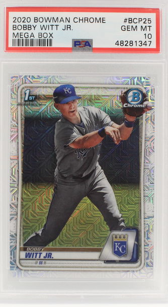 BOBBY WITT JR. 2020 1st Bowman Chrome Mega Box Mojo Refractor PSA 10 GEM MINT