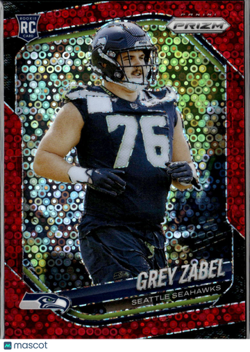 Grey Zabel 2025 Panini Prizm Football Red Disco /99 Seattle Seahawks