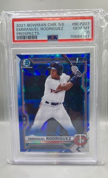 2021 Bowman Chrome Emmanuel Rodriguez Sapphire BCP207 PSA 10
