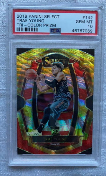 2018 Panini Select Trae Young Premier Level Tri- Color Prizm PSA 10