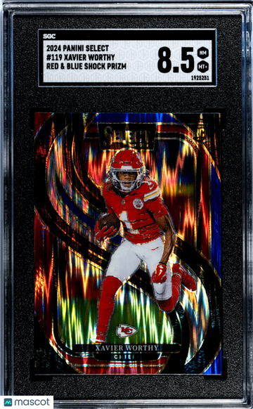 2024 Panini Select Xavier Worthy #119 Red & Blue Shock Prizm SGC 8.5