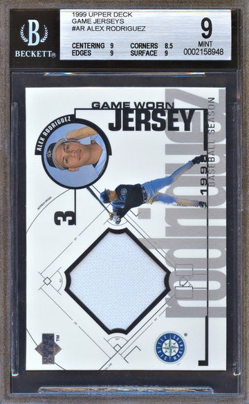 1999 Upper Deck Game Jerseys Alex Rodriguez BGS 9 1:2500