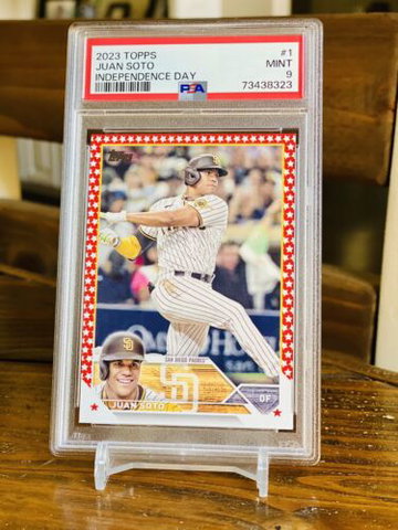 JUAN SOTO /76 Independence Day #1 PSA 9 2023 SSP Topps Parallel Variation