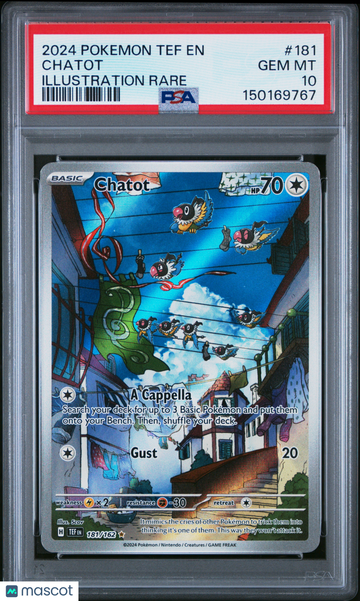 2024 Pokemon Tef EN-Temporal Forces Chatot Illustration Rare PSA 10 #181
