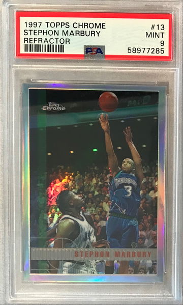 Stephon Marbury 1997 Topps Chrome Refractor #13 - PSA 9 MINT 