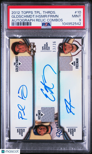 2012 Topps Triple Threads Autograph Relic Combos Frmn Hsmr Gldschmdt #10 /36 PSA 9