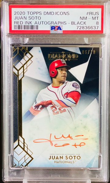Juan Soto Red Ink Black /10 Diamond Icons 2020 PSA 8 POP 1