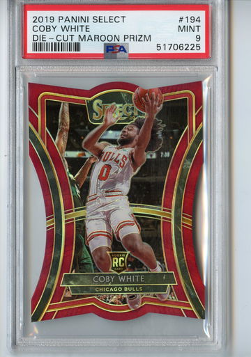 Coby White Rookie 2019 Premier Maroon Select Die-Cut /175 PSA 9 #194