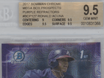 2017 Bowman Chrome Mega Box Prospects Purple Refractors Ronald Acuna #BCP127 /250 BGS 9.5