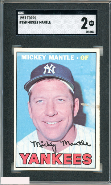 1967 TOPPS MICKEY MANTLE #150 NEW YORK YANKEES HOF SGC 2 GD