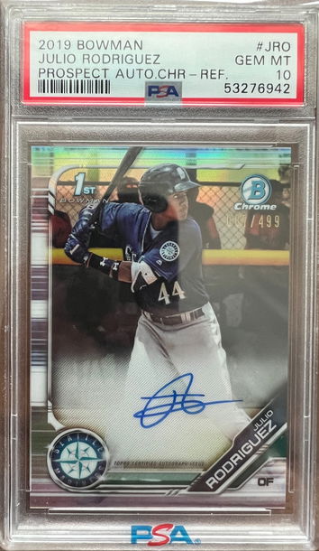 2019 Bowman Chrome Refractor /499 Julio Rodriguez PSA 10 AUTO 