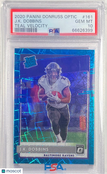 2020 Panini Donruss Optic J. K. Dobbins #161 Teal Velocity PSA 10