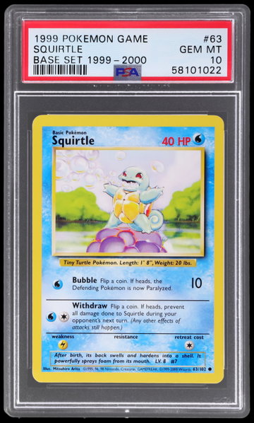 1999 Pokemon Base Set Squirtle PSA 10
