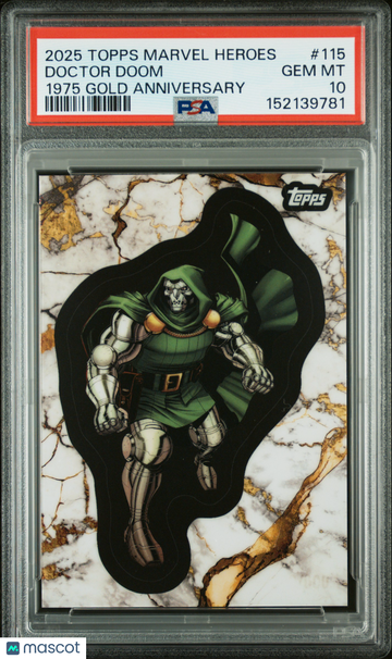2025 Topps Marvel Comic Book Heroes 1975 Gold Anniversary Doctor Doom #115 PSA 10