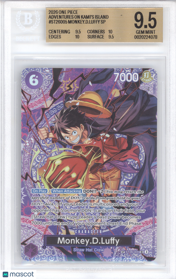 2026 One Piece Card Game Adventures on KAMI's Island Monkey.D.Luffy (SP) #ST26005 BGS 9.5