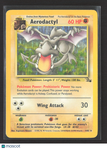 1999 Fossil Aerodactyl Holo Rare #1/62