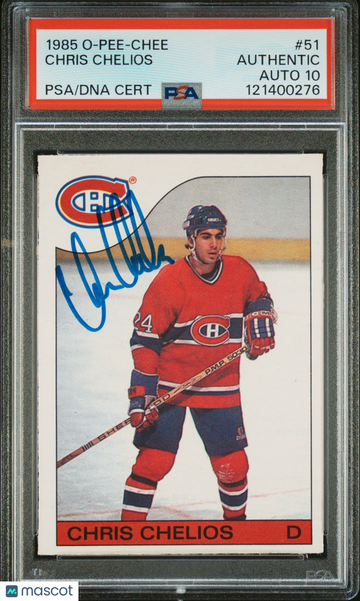 1985-86 O-Pee-Chee Chris Chelios #51 PSA A Auto 10