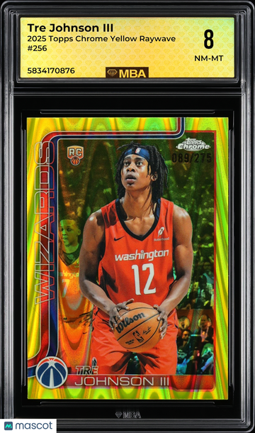 2025 Topps Chrome Tre Johnson III #256 Yellow Raywave /275 MBA 8