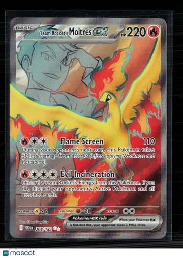 Pokemon 2025 Destined Rivals Team Rocket's Moltres EX FA #208/182