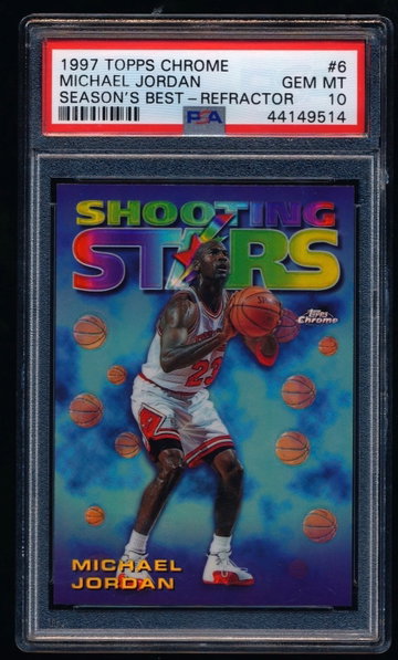 Michael Jordan 1997 Topps Chrome Seasons Best Shooting Stars Refractor PSA 10
