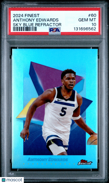2024 Topps Finest Anthony Edwards #60 Sky Blue Refractor PSA 10