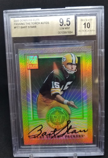 Bart Starr 2000 Donruss Elite Passing the Torch Auto Bgs 9.5
