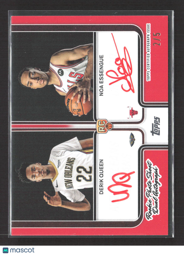 2025 Topps Rookie Photo Shoot Dual Autographs Noa Essengue Derik Queen #RPD-NE Red /5 RC